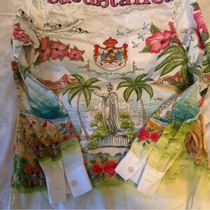 NWOT - Casablanca Printed Cotton Twill Shirt 'Kamehameha'.